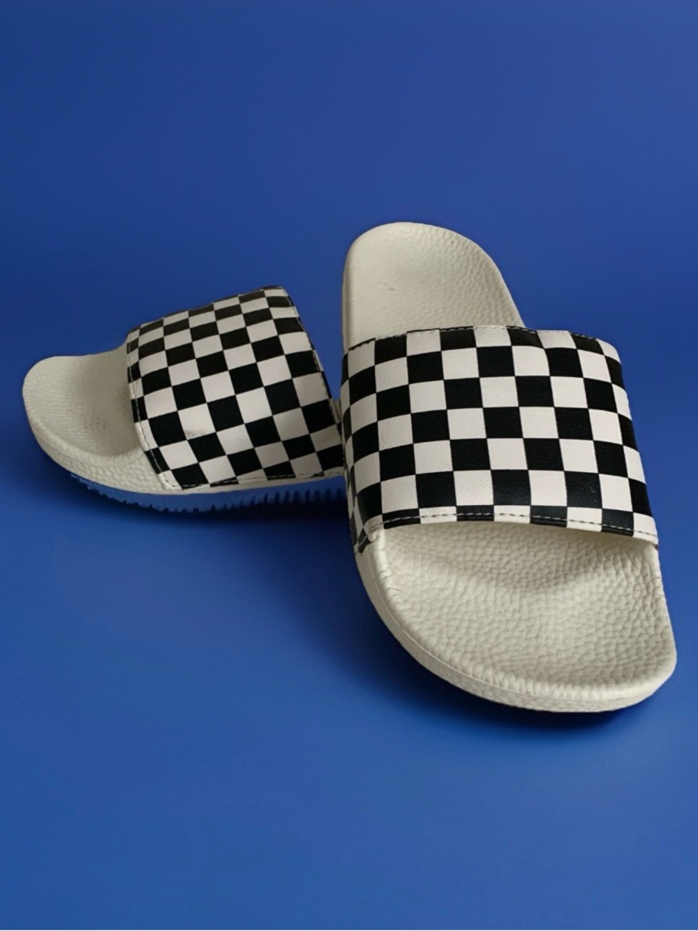 Vans Range Slide On Checkered black checkerboard white Slide Sandals Women 7